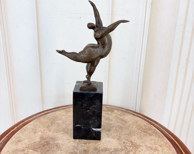 Bronze Ballerina Statue on Marble Base – Dancer Sculpture, Home Decor