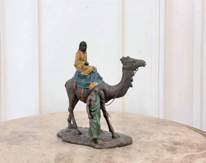Vintage Vienna Style Camel Rider Figurine – Signed Oriental Cold Painted Bronze Style