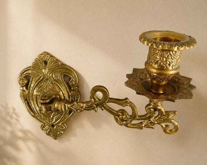 2 x Vintage Piano Brass Candlesticks - Wall Decor - Pair
