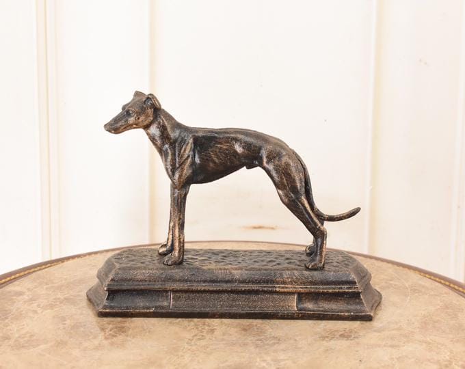Vintage Greyhound Cast Iron Dog Sculpture – Elegant Hound Figurine