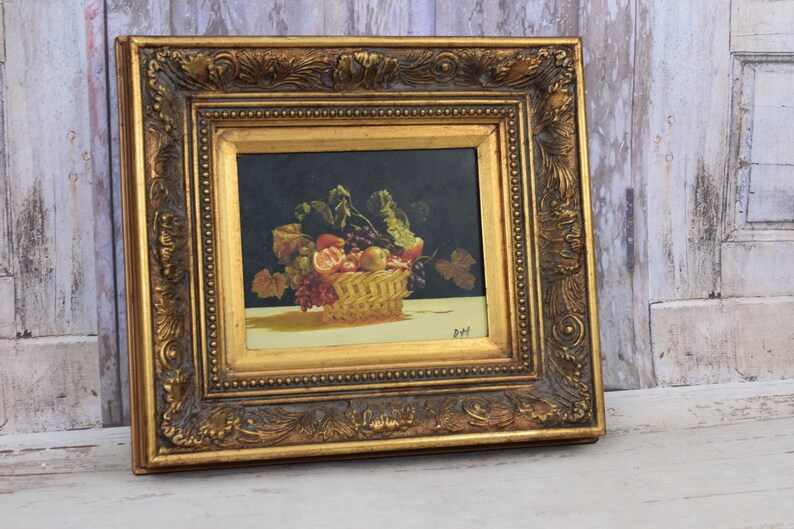 Peinture de fleurs dans un cadre doré à l'huile sur bois Art français Décoration murale florale Cadeau de luxe Art mural Cadeau pour mariage Décoration d'intérieur image 9