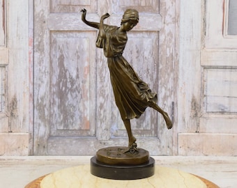 ブロンズバレリーナ像：大理石の台座に置かれたダンサーの彫刻 - Etsy 日本