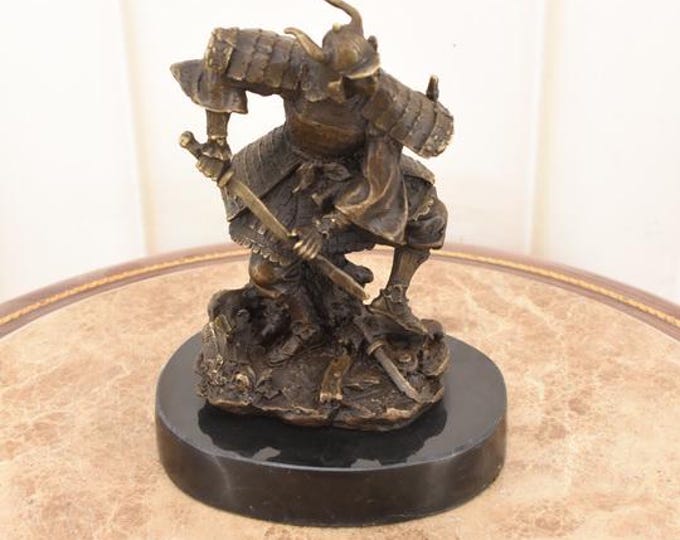 Bronze Samurai Warrior Statue – Signed Japanese Warrior Sculpture
