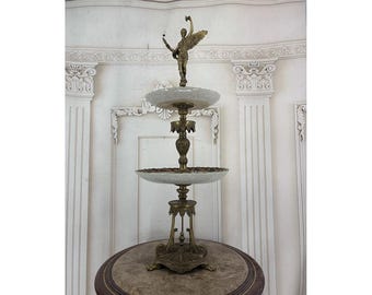 Large Two-Tier Porcelain Centerpiece – Victoria Figure, Bronze Mounts, French Style Stand