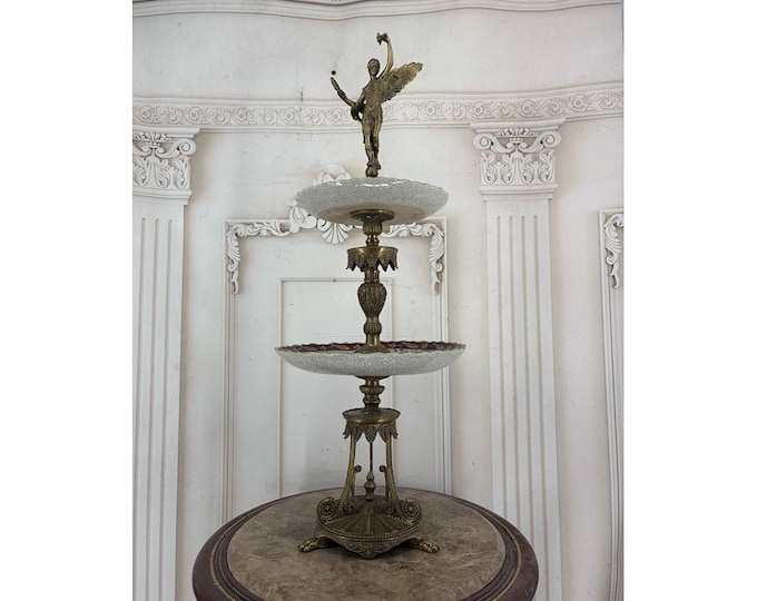 Large Two-Tier Porcelain Centerpiece – Victoria Figure, Bronze Mounts, French Style Stand