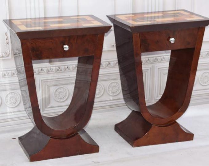 Art Deco Bedside Tables - Art Deco Table - Bent Wood Night Stand - Chest of Drawers - Wooden Table - Home Decor - Bedroom Decor