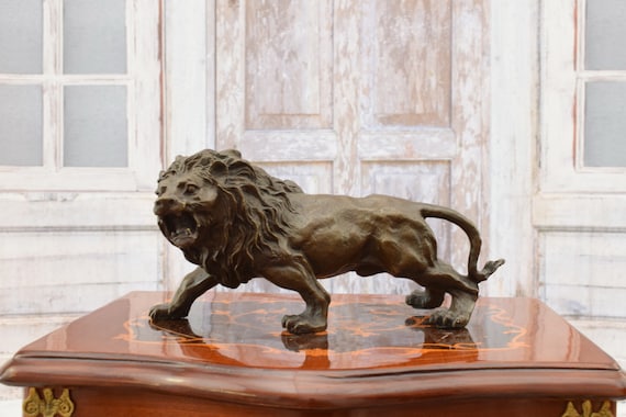 Vintage Angry Lion Bronze Sculpture: Home & Garden Decor - Etsy