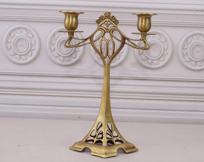 Gilded Bronze Candlestick, Candelabrum Bronze, Candleholder Bronze, Candlestick Stand, Gift Idea, Home Decor, Richly Decorated