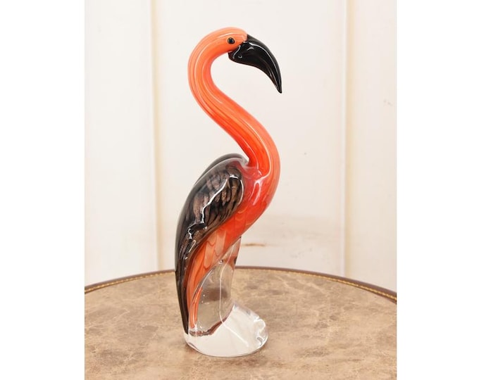 Vintage Murano Style Pink Flamingo Statue – Italian Luxury Glass Decor