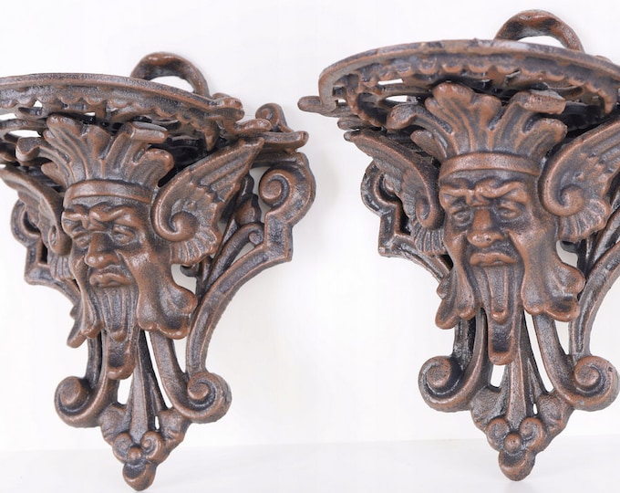 Cast Iron Wall Consoles - Shelf Vintage - Shelf Brown Hanging - Monsters Consoles - Wall Decor - Home Decor - Gift for Housewarming