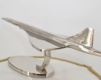 LARGE Aluminum Model Aircraft - Concorde Silver Airplane - Elegant Gift for Pilot - Home Decor - Aircraft Decor - Good Gift Idea