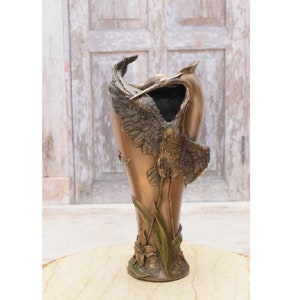 Vaso com uma garça - Vaso de flores Design de garça - Vaso feito à mão - Decoração para casa - Presente para casamento - Estilo Art Nouveau