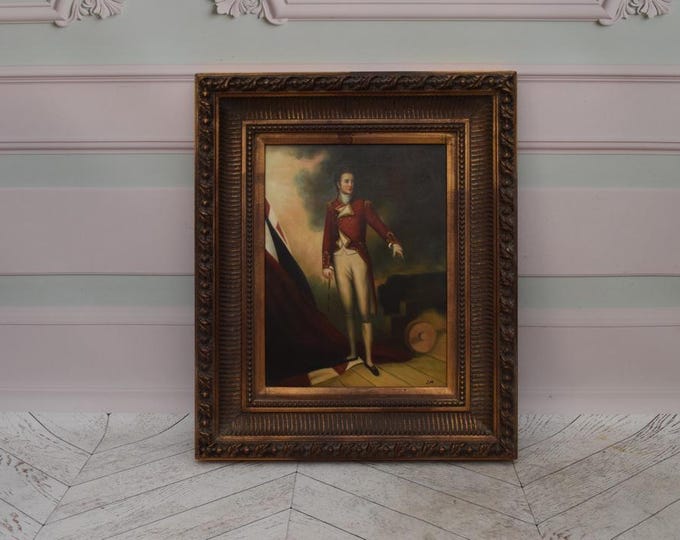 Unique Painting Napoleon Bonaparte - Nice Gold Frame - French Painting - Old Oil on Wood - French Art - Wall Decor - Gift Idea for Birthday