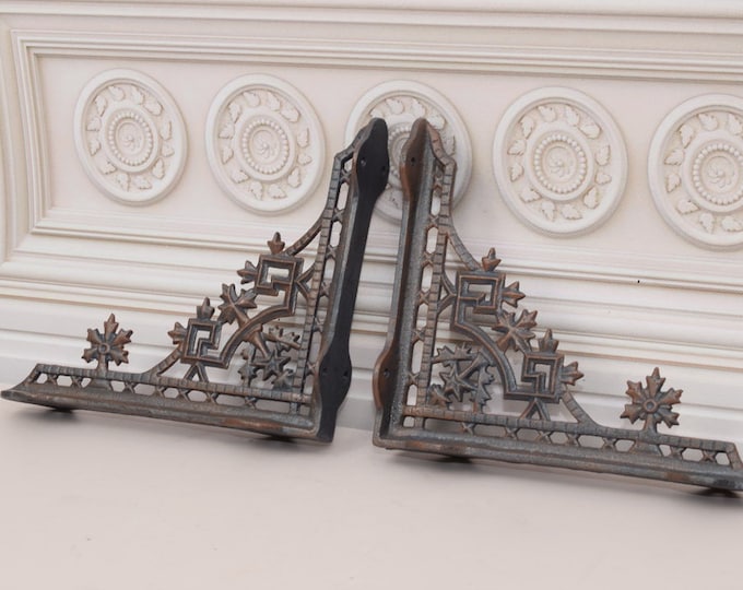 Decorative Hooks for Wall Ledges - Pair Cast Iron Shelf Brackets - Rustic Home and Garden Decor - Solid and Stable - Wall Bookshelf Support