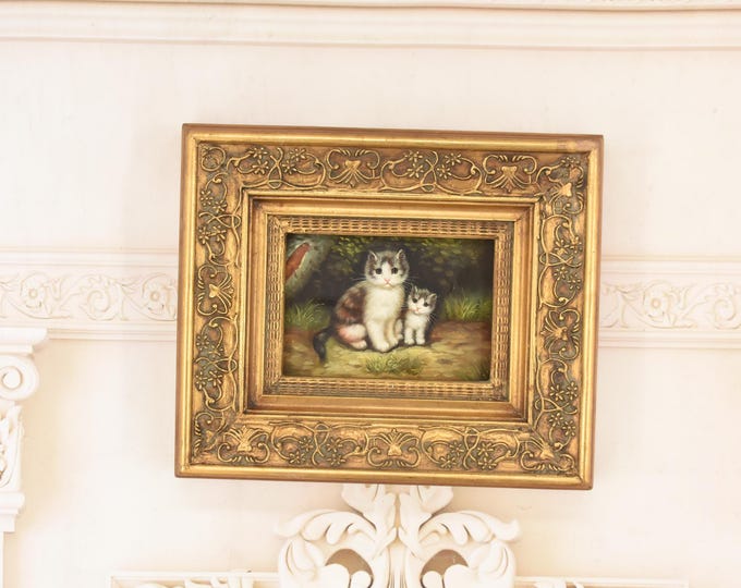 Kitten Painting – Signed Cat Art in Gold Frame