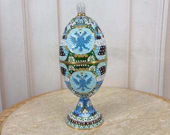 Antique Russian Silver 84 Enamel Egg - Gilded Silver - Tsarist Russia