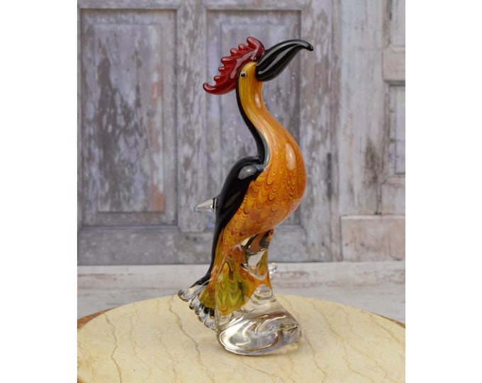 Large Statue Crane Murano Glass - Colorful Figurine Murano Style - Heavy and Massive - Italian Luxury Glass - Home Decor