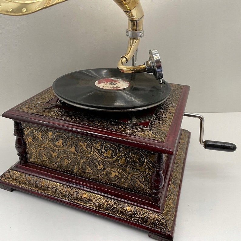 Nostalgic Gramophone Phonograph New Working Record Player Antique Style Handmade Gramophone Nice Gift Idea image 8