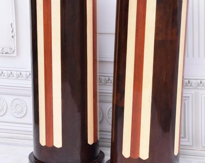 2 X Art Deco Pedestal - Art Deco Columns - Burl Wooden Columns - Art Deco Table - Home Decor - Gift Idea for Birthday, Housewarming