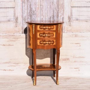 Commode French Louis XVI  Style - Night Stand - Chest of Drawers - Wooden Table Brass Ornaments - Furniture Vintage - Home Decor