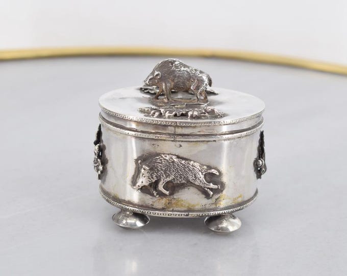 Antique Russian Silver Casket Box | 84 Silver | Hunting Scene with Wild Boar | Rare Imperial Silver | Old Tsarist Treasure | Gift Idea