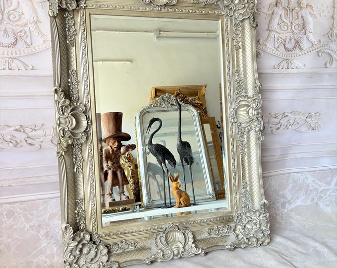 Baroque Style Crystal Silver Mirror: Victorian Home Decor