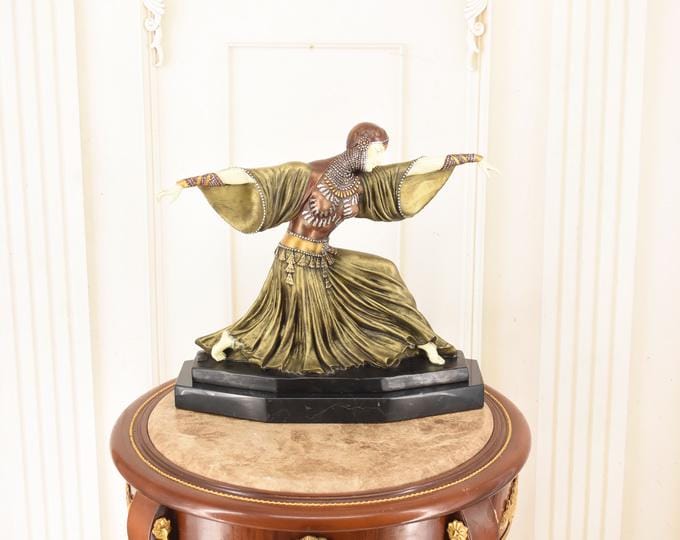 Unique Gilded Bronze Art Deco Dancer Statue – Chiparus Style ‘Thais’ Sculpture