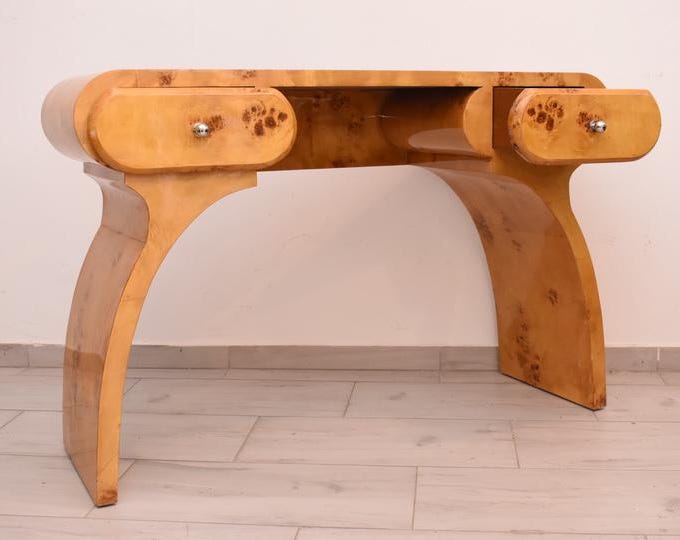 Vintage Art Deco Desk with 2 Drawers — Elegant 1930s Writing Table in Classic Geometric Design