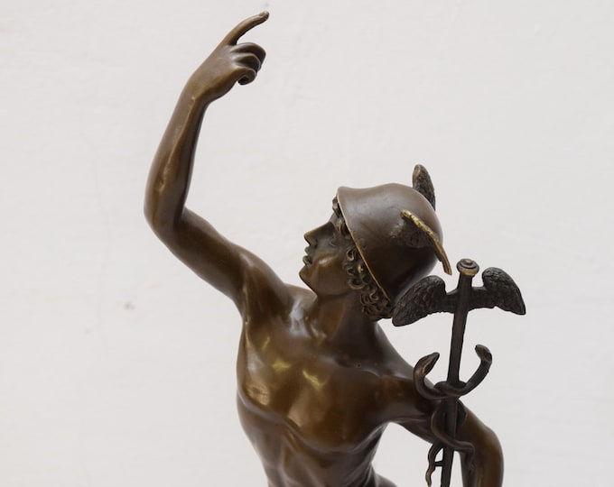 Realistic 70cm Mercury Patron Improve Bussines Figurine Bronze Figure  Roman God Mythology Gift Sculpture -