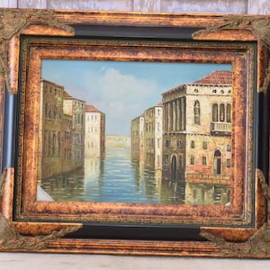 Magical Venice - Italian Cityscape in Golden Frame - Landscape Painting on Canvas - Wall Art - Wall Decor - Luxury Painting Gift Idea