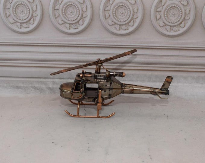 Vintage Helicopter - Old Metal Model - Military Gift - Helicopter Collector Item - Home and Office Decor - Gift Idea for Birthday, Soldier