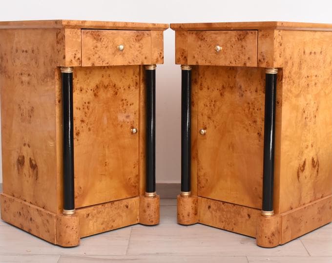 Pair Art Deco Bedside Tables - Art Deco Table - Bent Wood Night Stand - Chest of Drawers - Wooden Table - Home Decor - Bedroom Decor