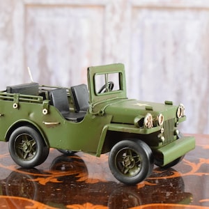 Jeep Military Vintage Car - Old School Green Car - Toy Auto - Vintage US Army Car - Collector Item - Home Decor
