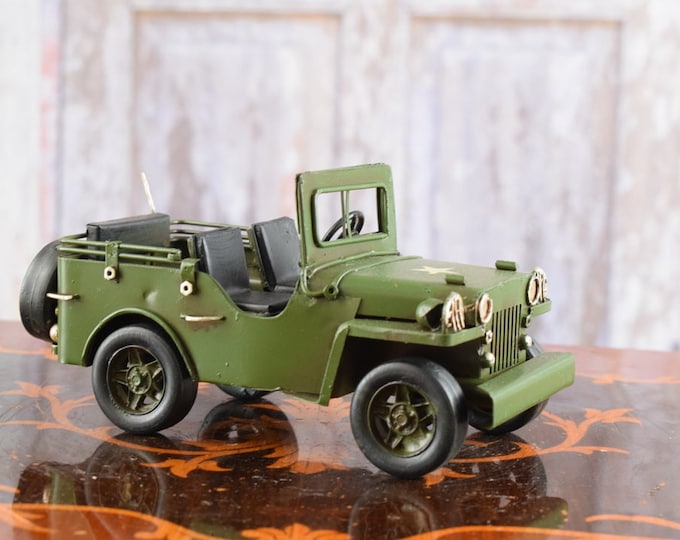 Jeep Military Vintage Car - Old School Green Car - Toy Auto - Vintage US Army Car - Collector Item - Home Decor