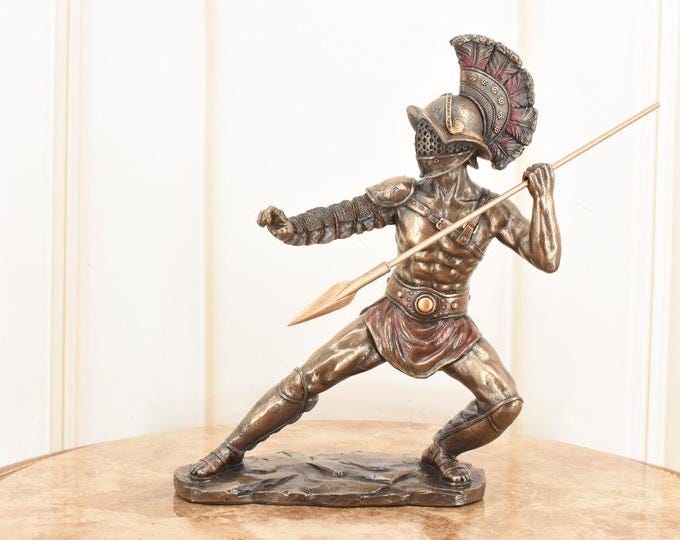 Bronze Gladiator Figurine – Ancient Roman Warrior Sculpture