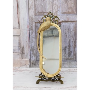Amazing Mirror Oval - Goldene Crystal Mirror - Mirror Bird Design - Art Deco Style - Elegant Gift Idea - Home Garden Decor - Art Work