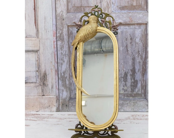 Amazing Mirror Oval - Goldene Crystal Mirror - Mirror Bird Design - Art Deco Style - Elegant Gift Idea - Home Garden Decor - Art Work