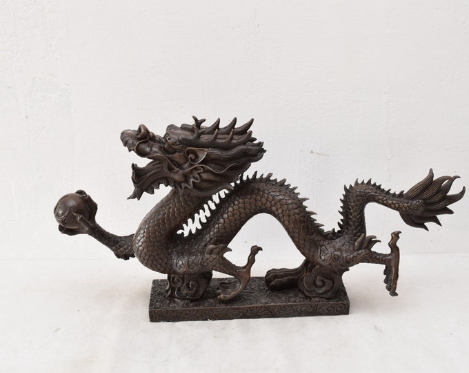 XXXL Japanese Dragon Bronze Sculpture Dragons Figure Oriental Sculpture Figurine  Gift Idea -