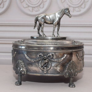 Large Antique Silver Sugar Box - Horse Sugar Bowl - Imperial Russia Sterling Silver 84 - Tsar Silver - Collector Item - Gift Idea