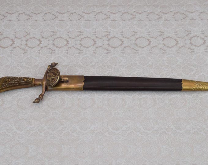 German Solingen Hunting Knife – Unique Collector’s Dagger with Boar Head – Brass - Metal – Handmade Solingen Sword for Hunters - Collectors