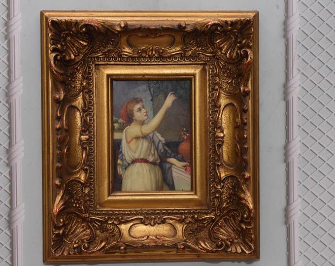 Vintage Portrait Painting – Aristocratic Lady, Golden Frame