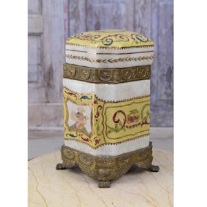 Box Porcelain - Gilded Painted Porcelain Casket - Floral Ornaments - Art Nouveau Box - Vintage Gift for Wedding - Home Decor