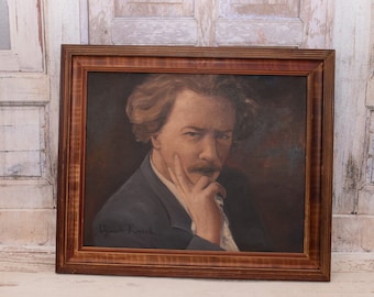 Peinture ancienne - portrait d'Ignacy Jan Paderewski - vieille peinture sur toile Kossak - cadeau exclusif pour les patriotes polonais - décoration murale