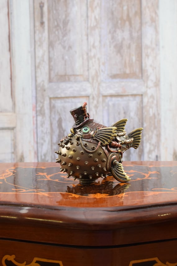 Steampunk Fish Figurine Metal Bronze Steampunk Puffer Fish Statue Gift Good  Idea Personalized Gifts Amazing Home Decor -  Canada