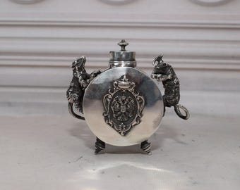 Imperial Russia Silver Inkwell - Rats, Luxury Office Decor