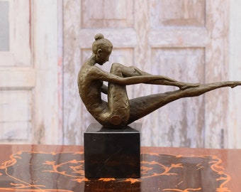 Gymnast Art Deco - Woman Bronze Statue - Art Deco Style Sculpture - Female Act - Foundry Mark - Exclusive Gift Idea - Personalized Gifts