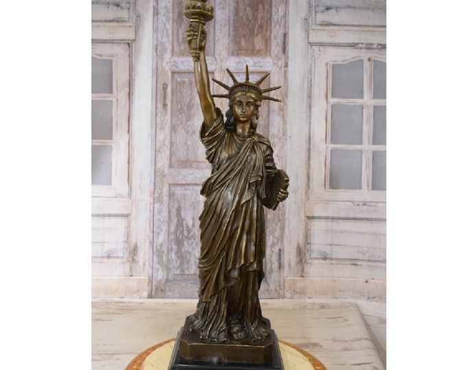 Big 32inch! Statue of Liberty Bronze Statue on Marble Base - Figurine Bronze Liberty USA - Luxury Gift Idea - Home Office Decor