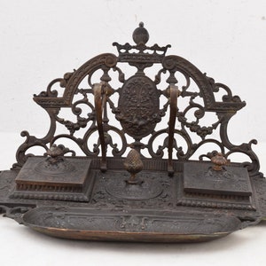 Bronze Antique Inkwell - Inkwell Art Nouveau - Exclusive Gift