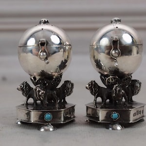 Set Silver Casket Old Salt and Pepper - BesaminJudaica Silver Russia 84 - Judaica Gift - Two Besamins Collector Item - Gift Idea