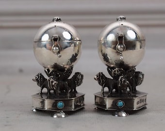 Set Silver Casket Old Salt and Pepper - BesaminJudaica Silver Russia 84 - Judaica Gift - Two Besamins Collector Item - Gift Idea